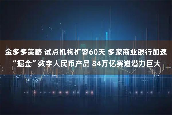 金多多策略 试点机构扩容60天 多家商业银行加速“掘金”数字人民币产品 84万亿赛道潜力巨大